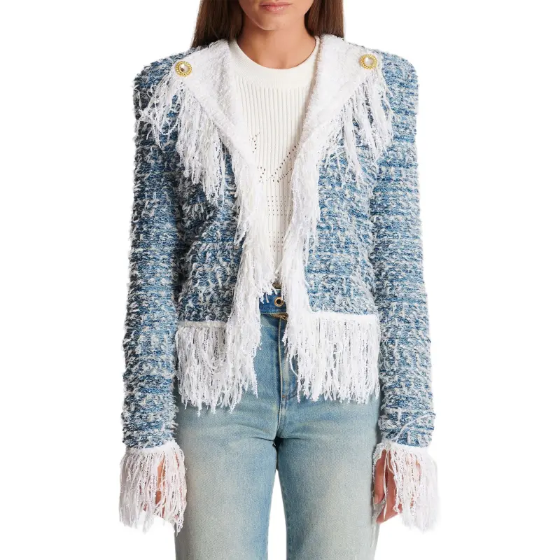 BALMAIN Tweed Denim Jacket-1