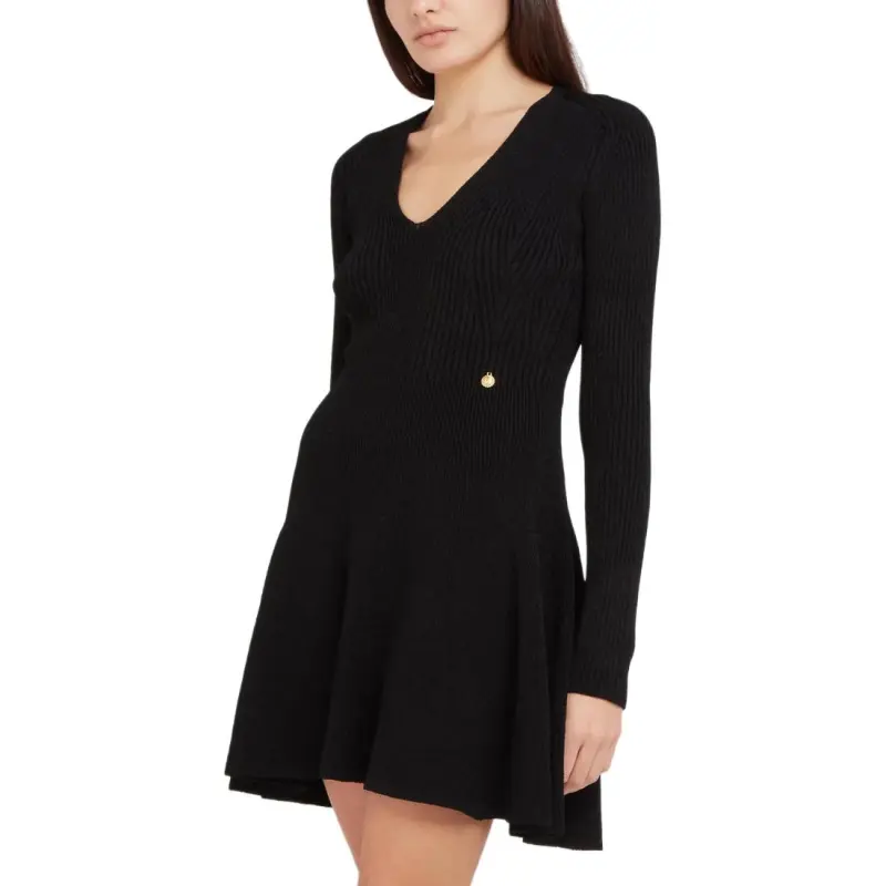 BALMAIN Ribbed V Neck Mini Dress-4