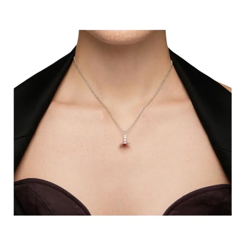 Vivienne Westwood Brass Necklaces Unisex Red Silver-2