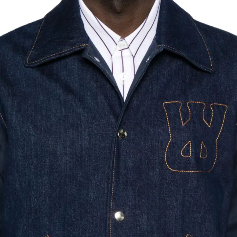 Wales Bonner Echo Denim Varsity Jacket-3