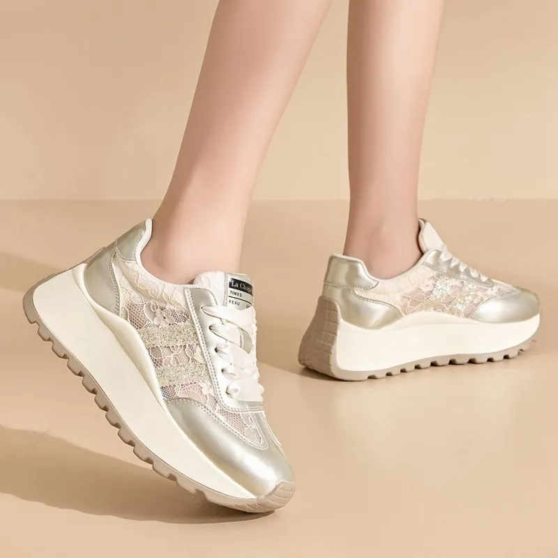 La Chapelle Slip Resistant And Breathable Low Top Chunky Sneakers Women's-19