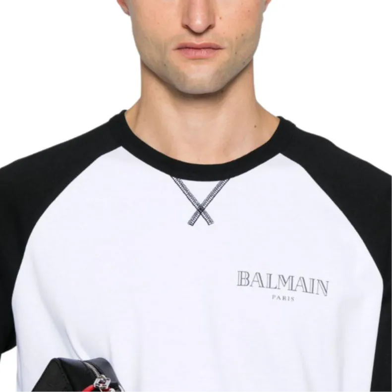 BALMAIN Logo Printed Long Sleeve T Shirt-6