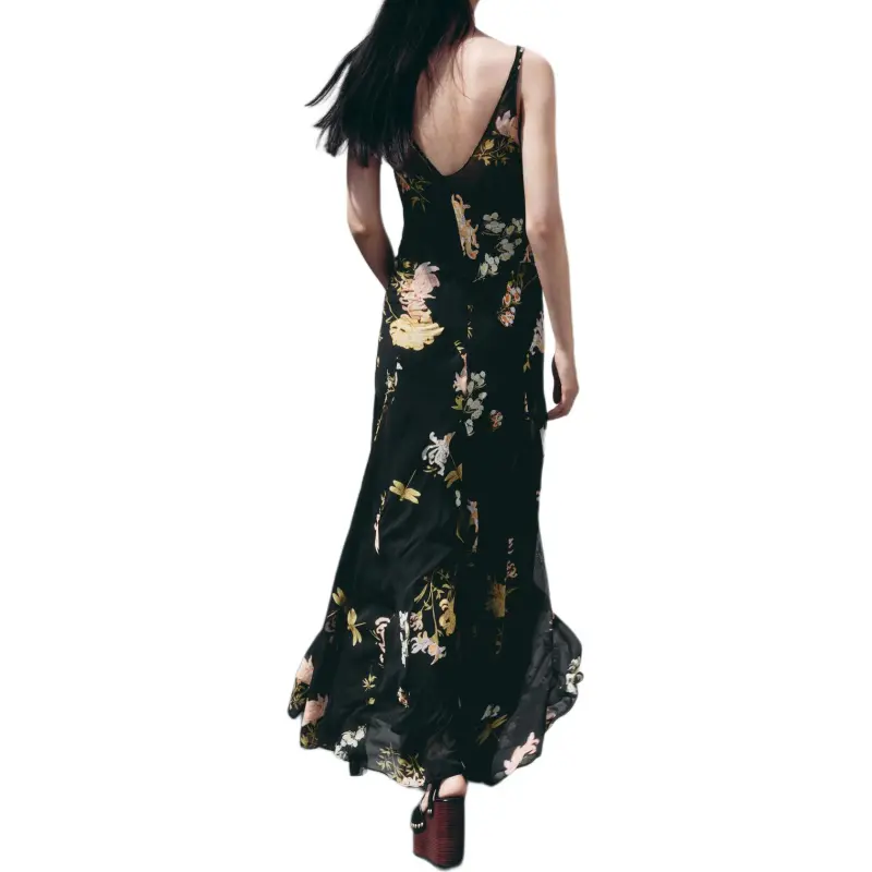 ZARA ZW Series Sleeveless Dress Women's Black/Orange-2