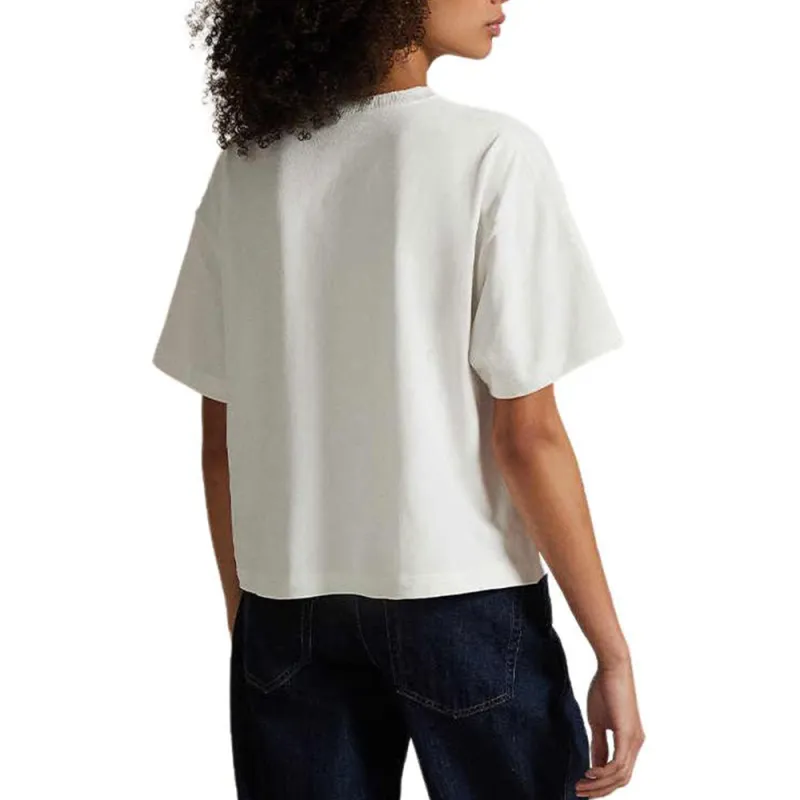 Polo Ralph Lauren Logo Small Spurs Embroidered Crew Neck Pullover Short Sleeved T Shirt Women's White-3
