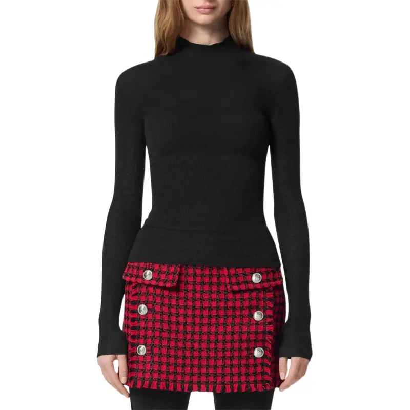 VERSACE Merinos Seamless Ribs Knit Sweater 'Black'-2