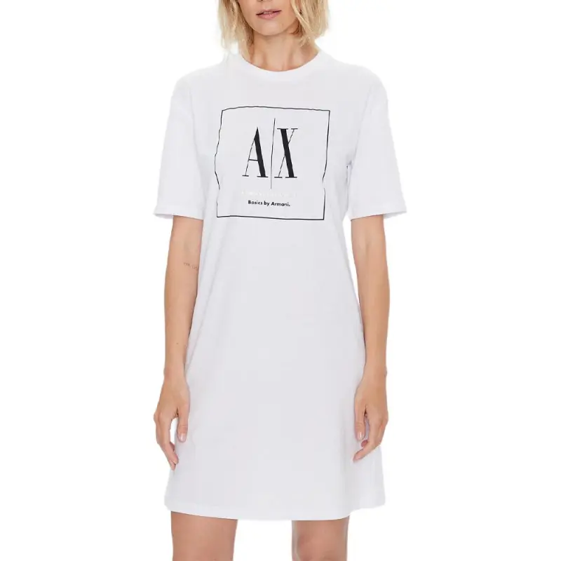ARMANI EXCHANGE Short Sleeved Dresses Women's White-1