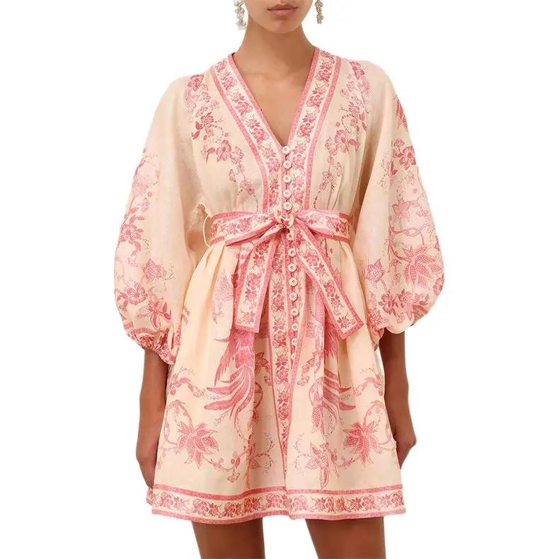 Zimmermann SS25 Long Sleeved Dress Unisex Pink-2