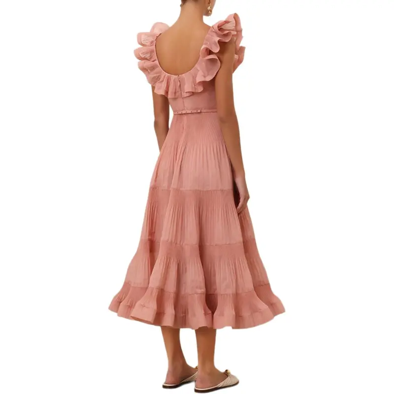 Zimmermann Pleated Frill Midi Dress-2