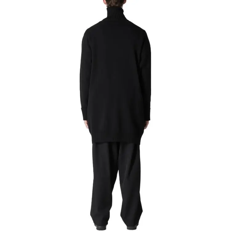 Yohji Yamamoto Drop Needle Turtleneck Knitted Cardigan-5