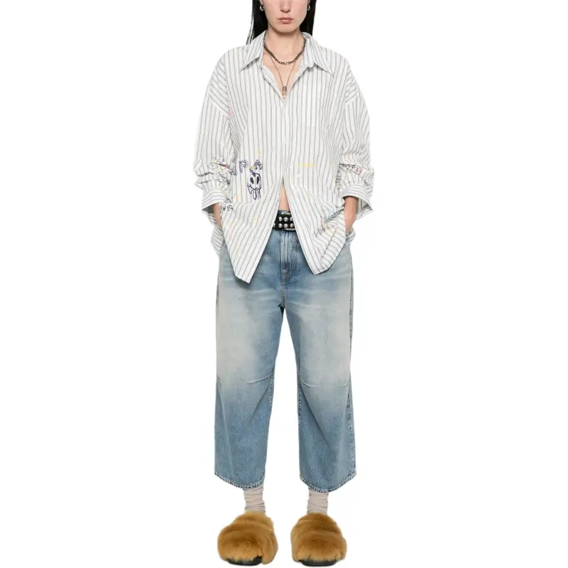 R13 Paint splatter Striped Shirt-1