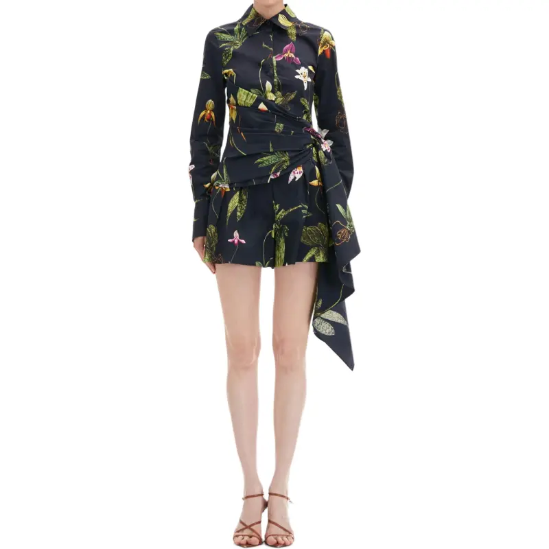 Oscar De La Renta Orchid Cotton Poplin Blouse-1