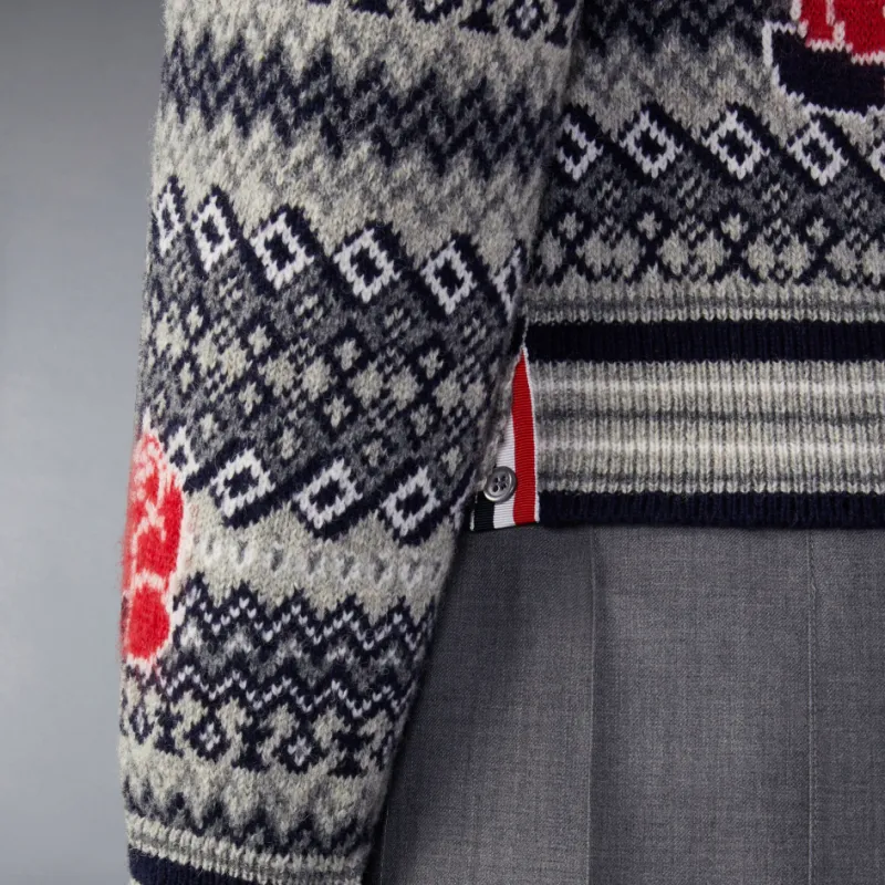 THOM BROWNE Rose And Raven Knitted Cardigan-2