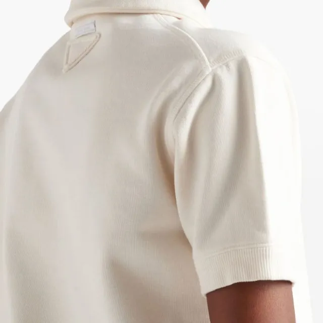 PRADA Logo-print Fleece Polo Shirt-4