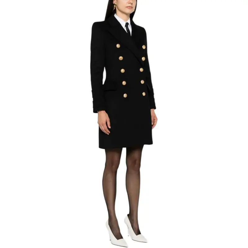 BALMAIN Double Breasted Logo Button Coat-4