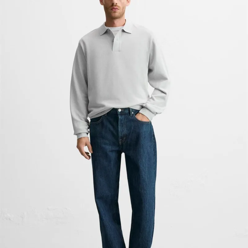 ZARA Polo Shirt Men's Light Sky Blue-4