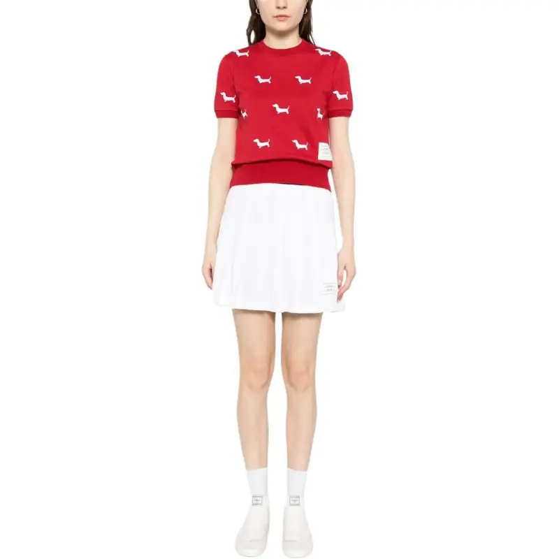 THOM BROWNE Short sleeve Rib cuff Tee-1