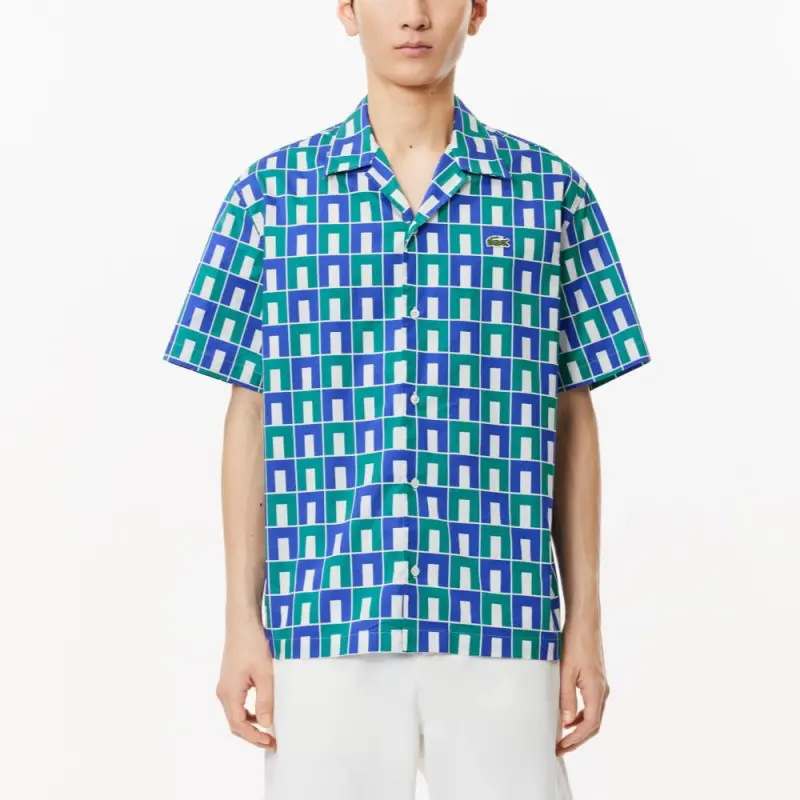 LACOSTE SS24 Shirt Men's Blue Green Multicolor-2