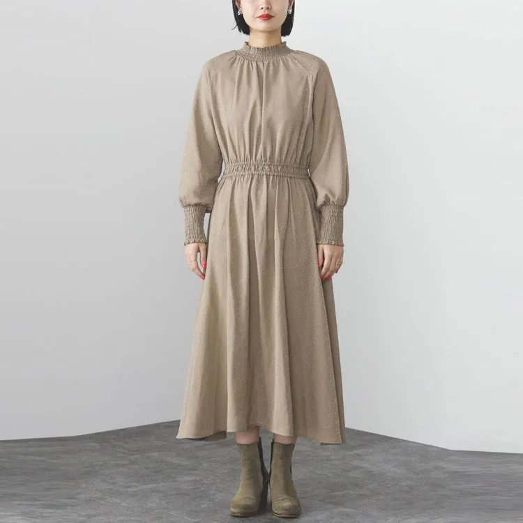 Beams Long Sleeved Dresses Women's Khaki-1