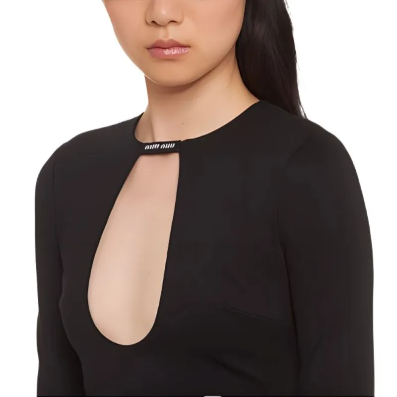 MIU MIU Cut Out Long Sleeved Dress-4
