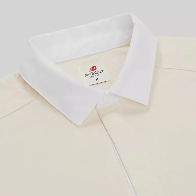 New Balance Made In USA Long Sleeve Polo Shirt Men's White-4