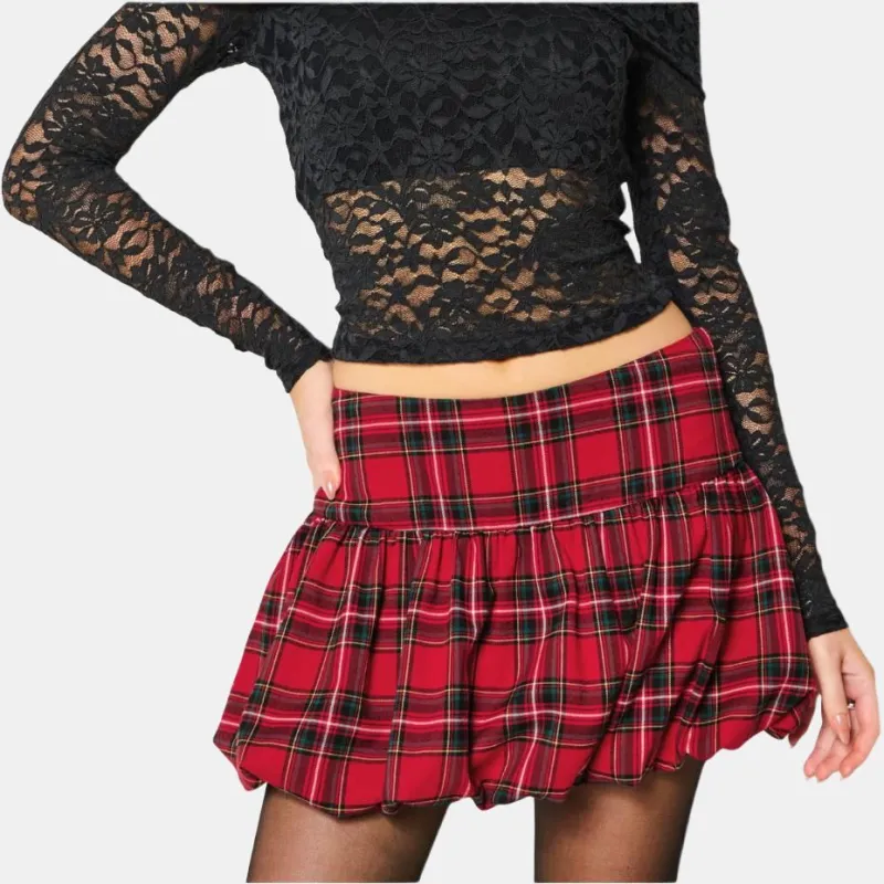 Hollister Casual Short Skirts Women's Red Plaid-1