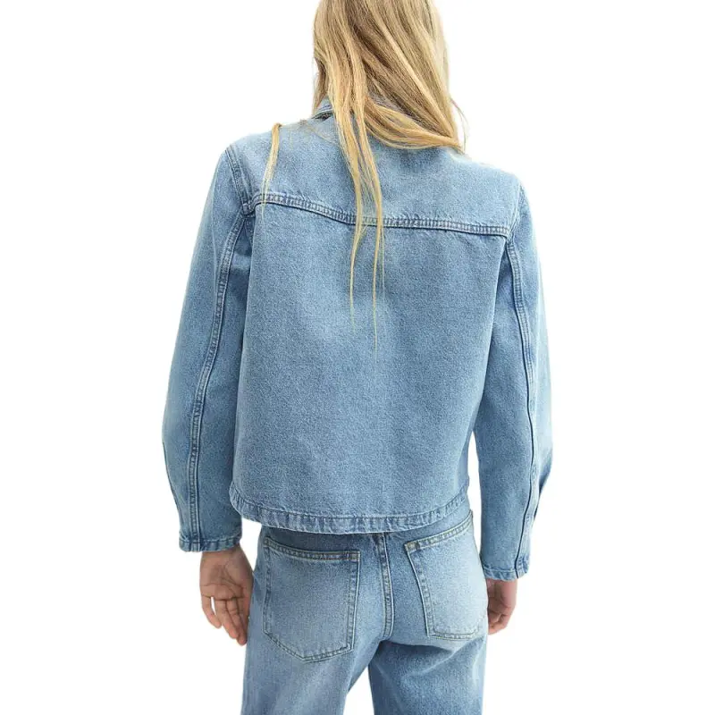 H&M Denim Jacket Women's Light Denim Blue-1