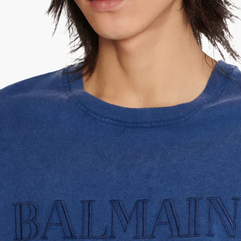 BALMAIN Logo Embroidered Crewneck T Shirt-8