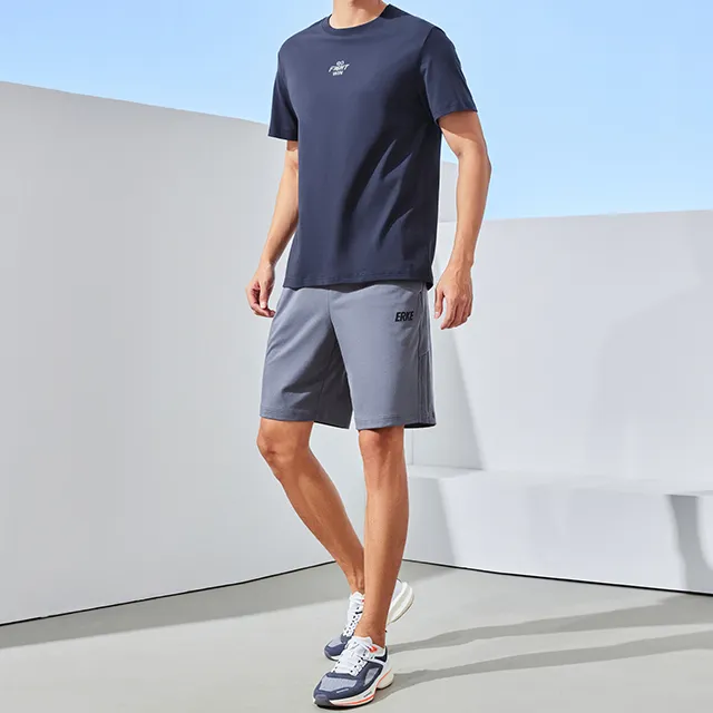 Erke Comprehensive Training Collection Sports Lifestyle Collection T Shirt Men's Reef Blue-4