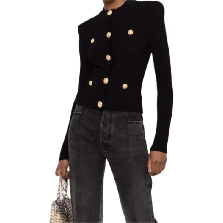 BALMAIN Button embellished Ribbed Cardigan-2