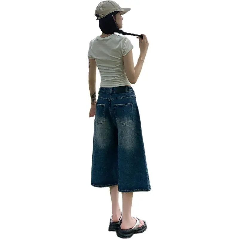 Wen Shan Denim Shorts Women's Vintage Blue-1