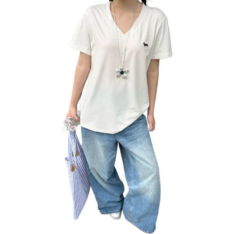 1ESS LA MODE Drop Shoulder Sleeve T Shirt Unisex White-3