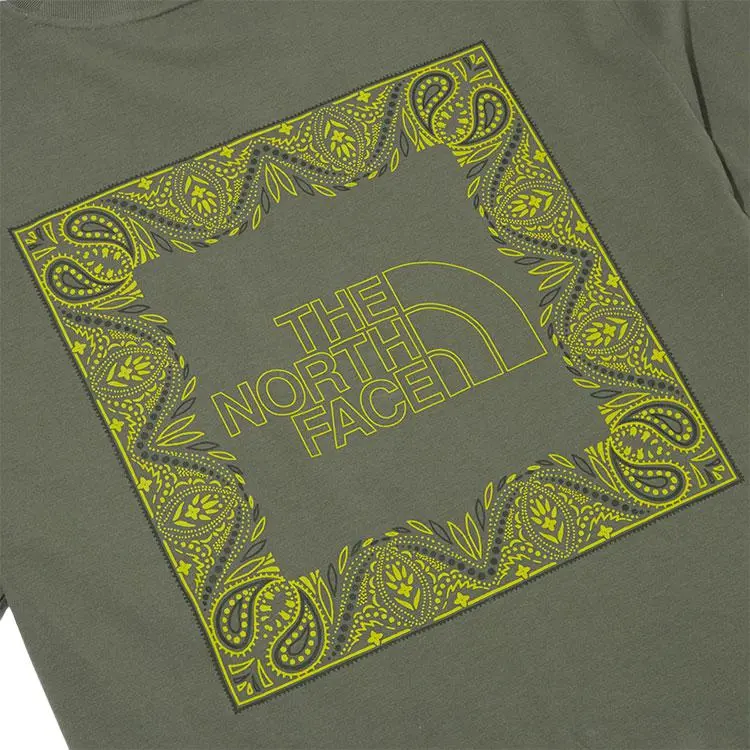 THE NORTH FACE Cashew Flower Collection T Shirts Men Army Green-2