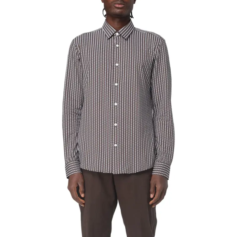HUGO BOSS Micro Checked Pattern Buttoned Shirt-2