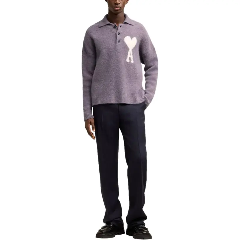 AMIPARIS Paris Ami De Coeur Knitted Polo Sweater-2