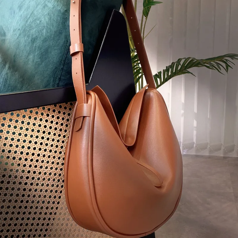 CHICWIND Cow Leather Underarm Dumpling Bag Shoulder Bag Women's Black, Macchiato Color-13