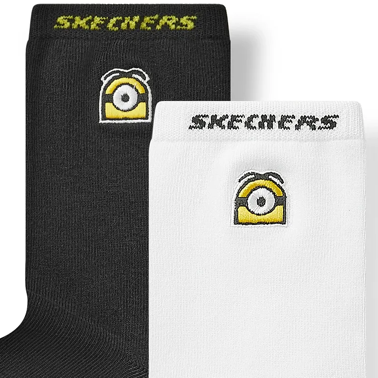 Skechers x Minions Mid Calf Socks Unisex 2 Pack White/Black-4