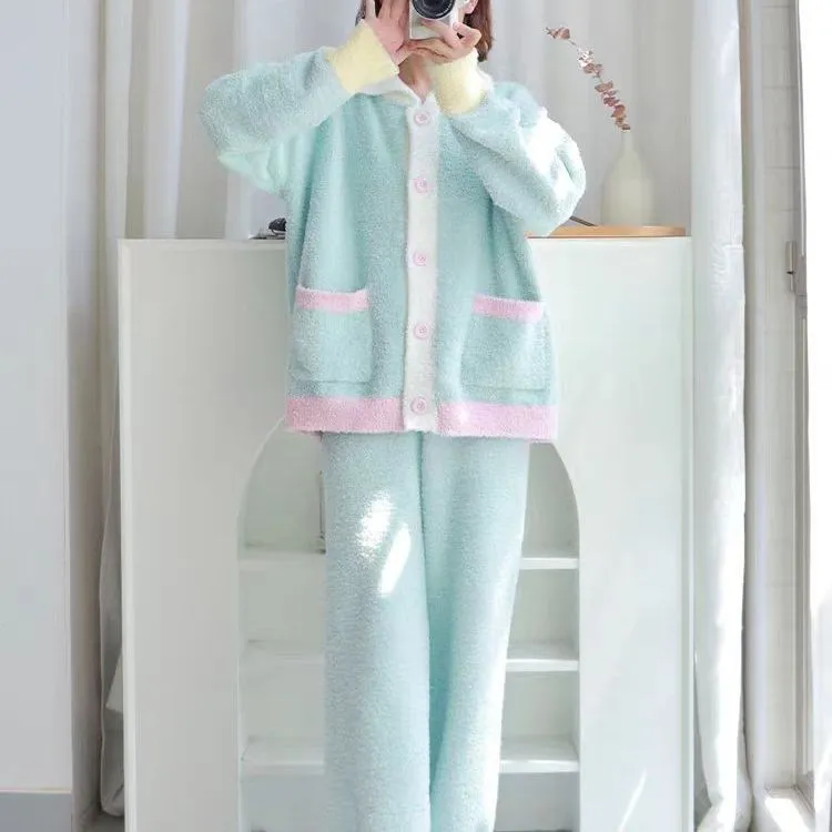 WANANNI Pajama Set Women's Cream Blue-5