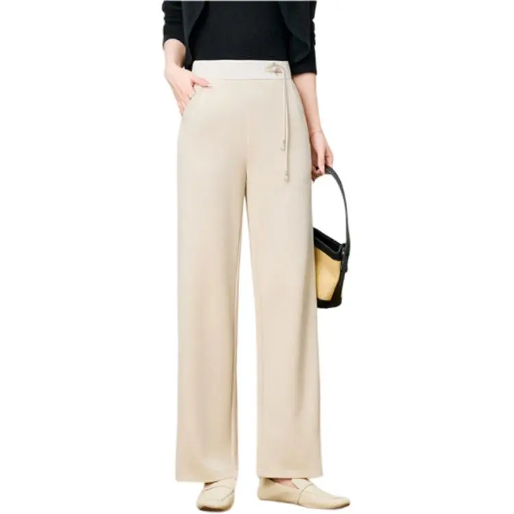 FENHONGMALI Casual Pants Women's Ecru-4