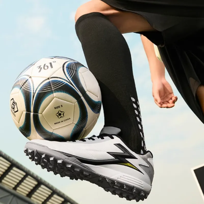 361° TF Rubber Broken Studs Soft Ground Artificial Ground Cushioned Slip Resistant Soccer Shoes Men's White Black-3