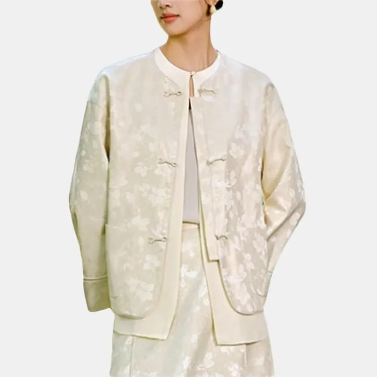 JZ. ANNAKRO x FEIYISONGJINQIANXIAOPING LIANMINGKUAN Cropped Coats Women's Beige-2