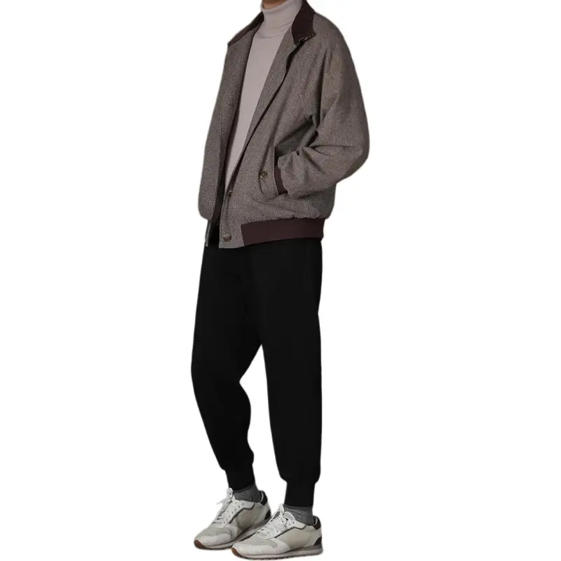 Hacikis Jackets Coats Men's Coffee Houndstooth-2