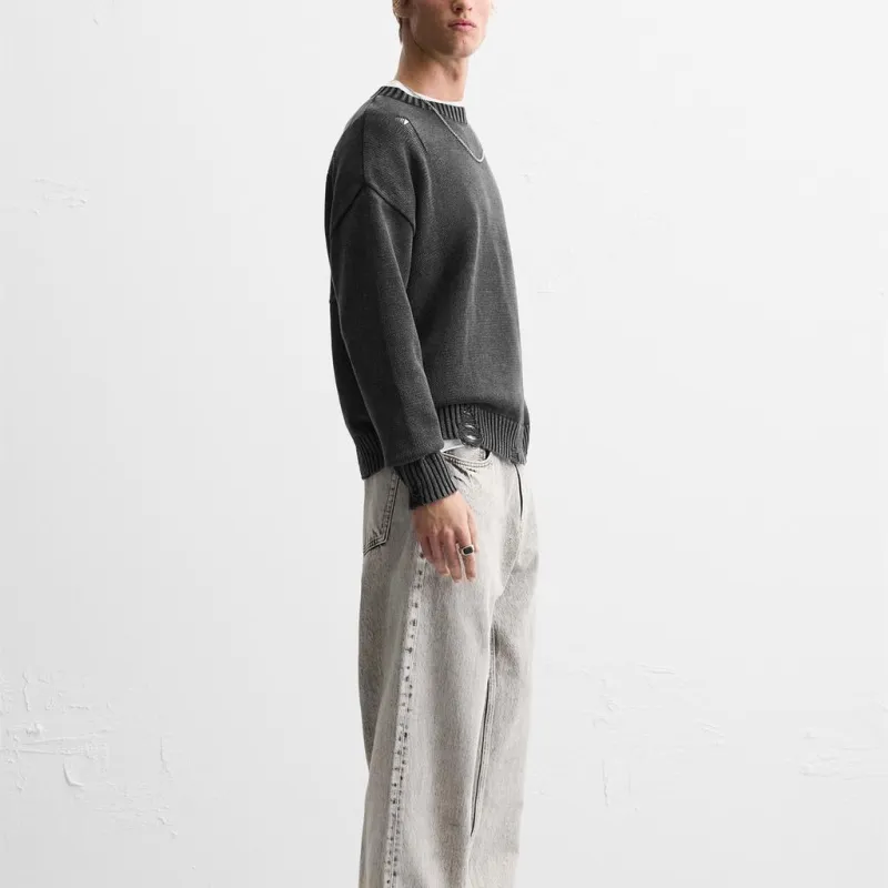 ZARA Knitwear Men Coal Gray-4