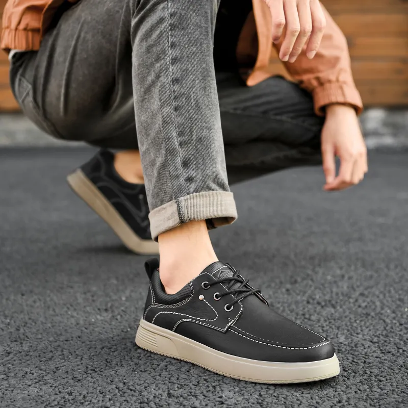 HLA Casual Shoes Men Low Top Black/Brown-5