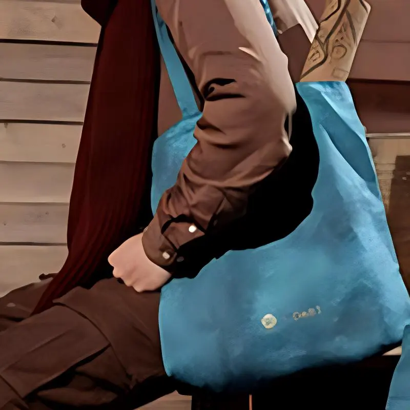 Ninety Go Ninetygo The Lost Tomb Secret Realm Reboot Collection Collaboration Canvas Shoulder Bag Unisex Light Blue-3