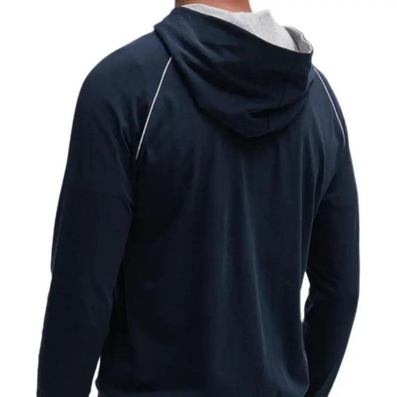 HUGO BOSS Stretch Cotton Zip Up Hoodie With Logo Detail Jackets & Coats Men's Dark Blue-5