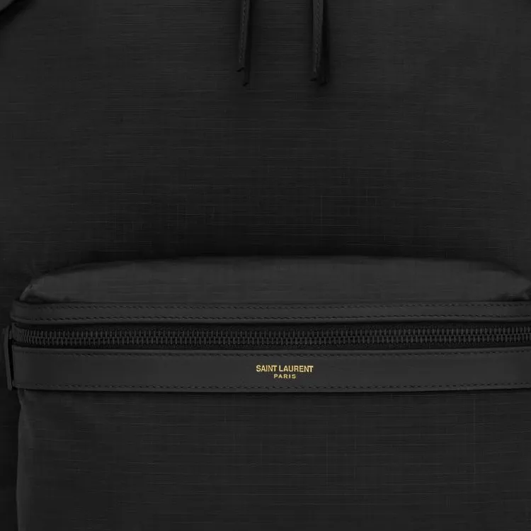SAINT LAURENT Nylon With Leather Backpack Unisex Black-4