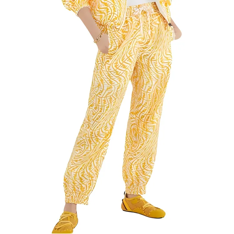FENDI FW21 Casual Pants Women's Yellow-3
