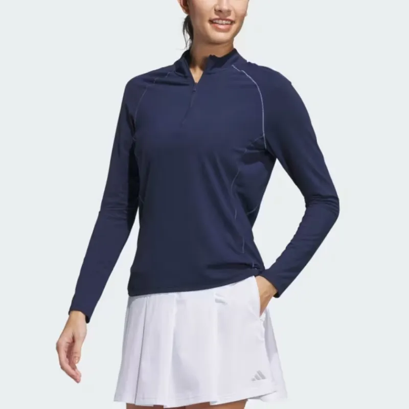 Adidas Free Shipping With AdiClub Ultimate365 Solid Quarter Zip Mock Polo Shirt-1