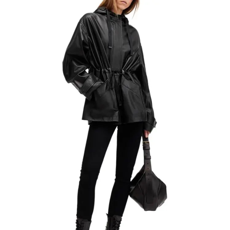ALLSAINTS Leather Jacket Women's Black-3