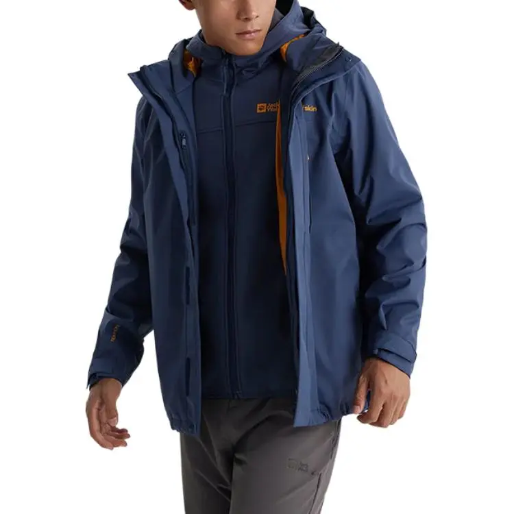 JACK WOLFSKIN Windbreaker Jackets Men Midnight Dark Blue+Accessory-4
